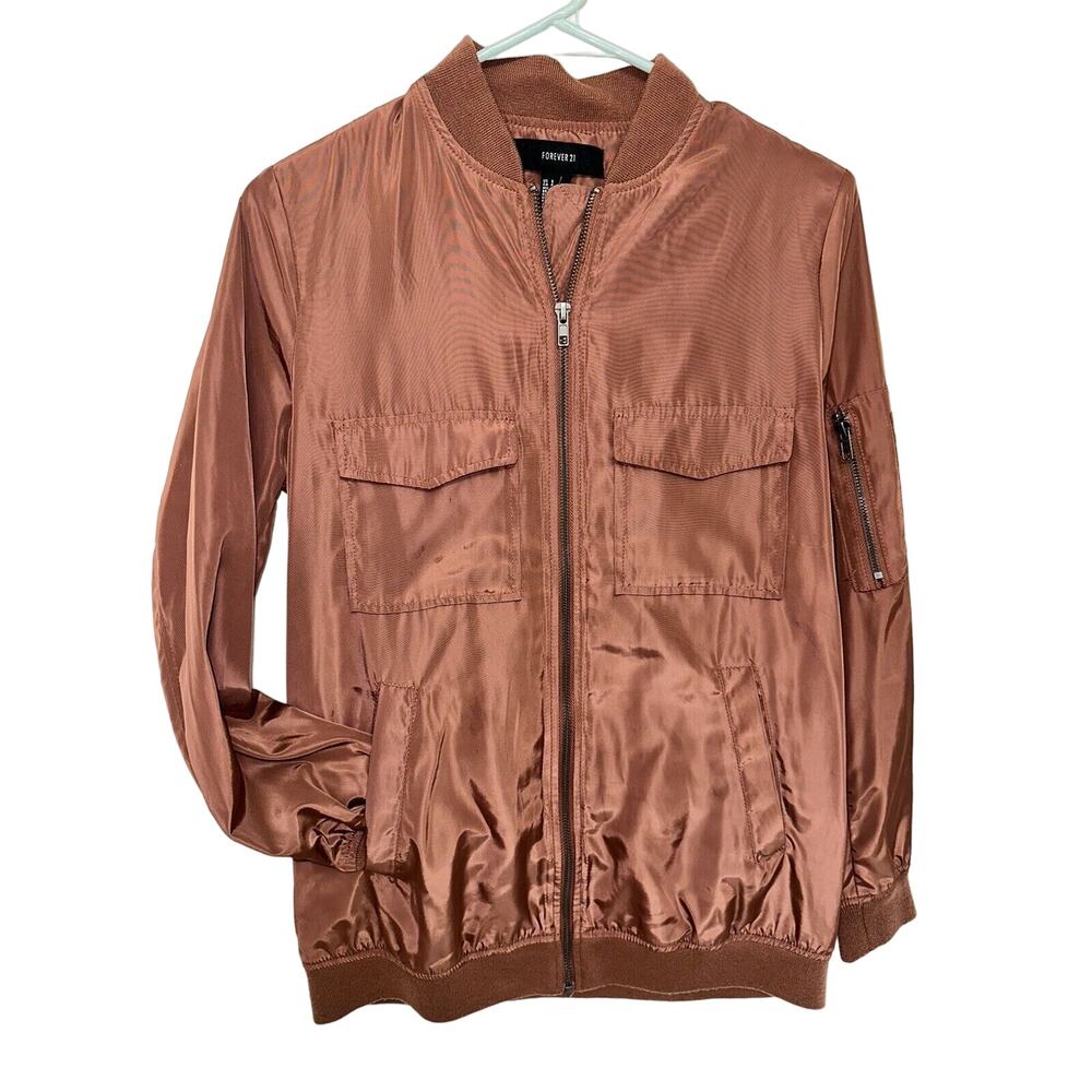 Mens Small Flight Bomber Jacket Lightweight Coat Forever 21‎ Pink Valentines Day